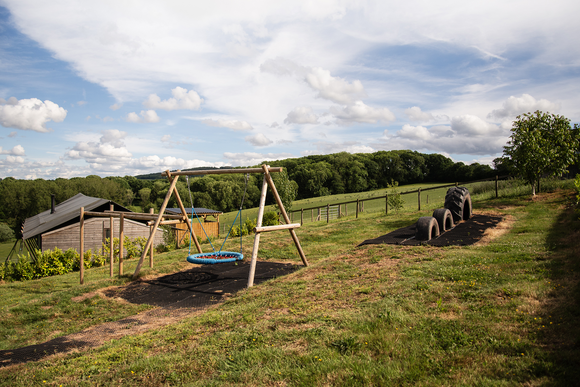 Outdoor play area and views over the Herefordshire countryside